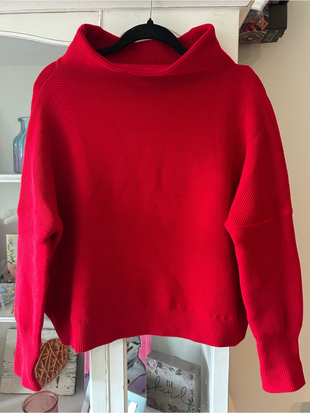 Mock& Lou (plenty)  Red Women’s Ribbed Turtleneck Sweater